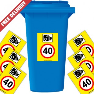 Speed Camera 40 mph Speed Reduction Wheelie Bin Stickers